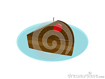 The chocolate cake topping with a cherry Vector Illustration